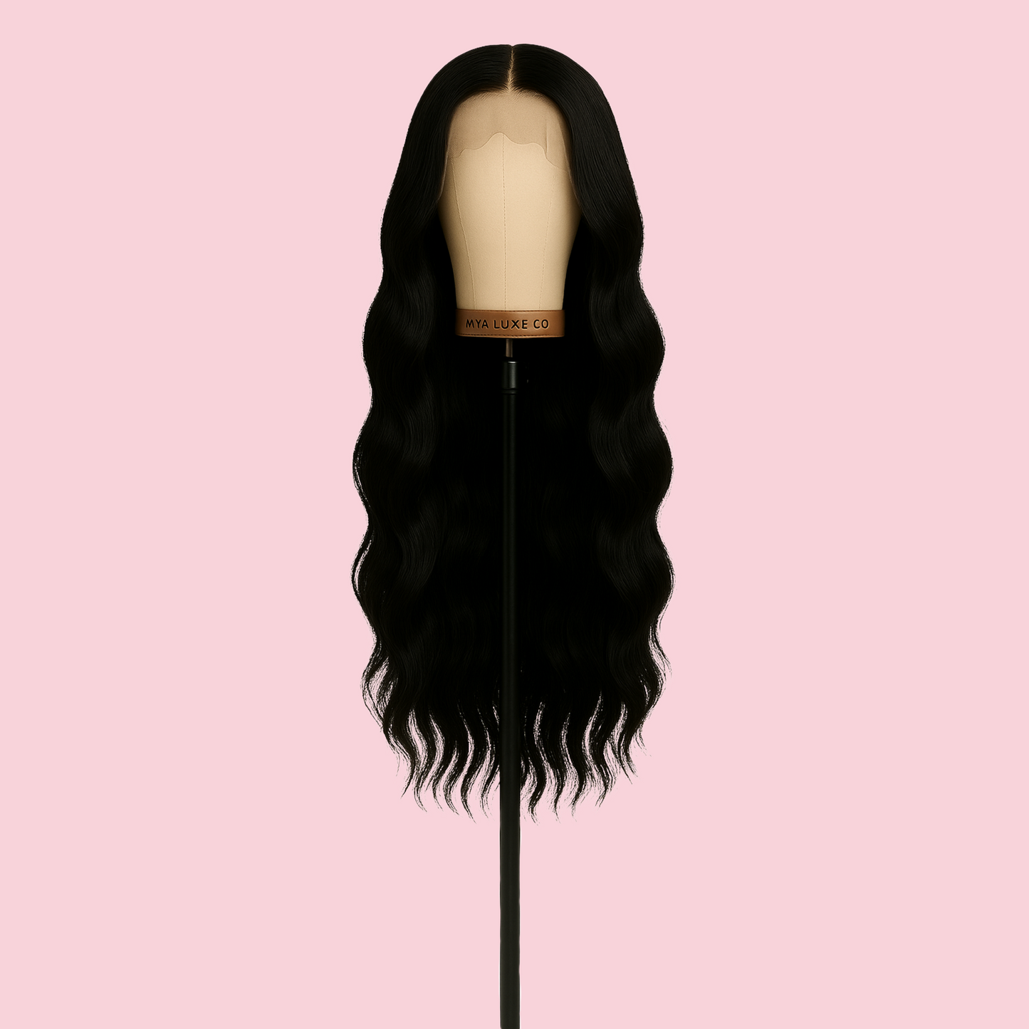 Long Black Wavy Wig – 30” HD Lace Front Synthetic Wig