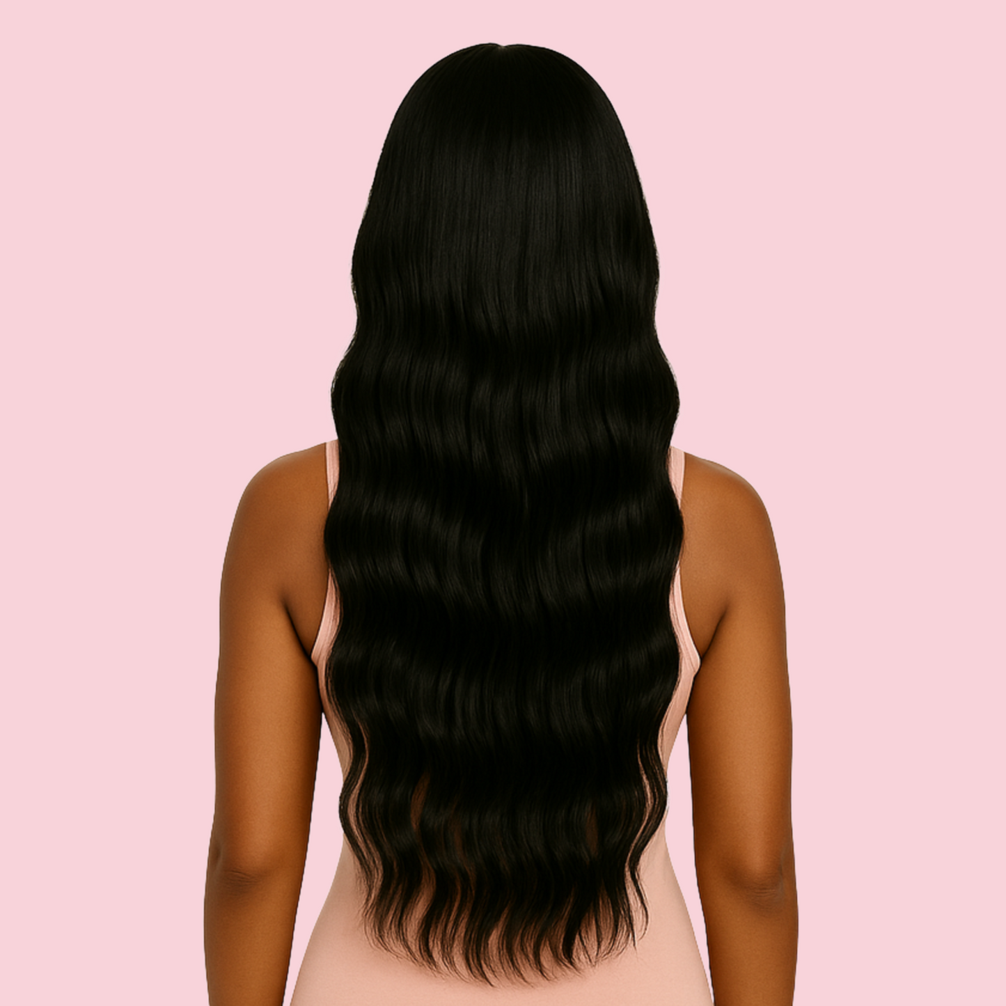 Long Black Wavy Wig – 30” HD Lace Front Synthetic Wig