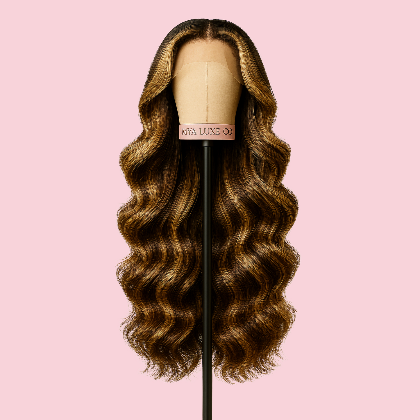 34” Ombre Body Wave Human Hair Wig – 13x6 HD Lace, Honey Blonde Highlights, Glueless, 180% Density