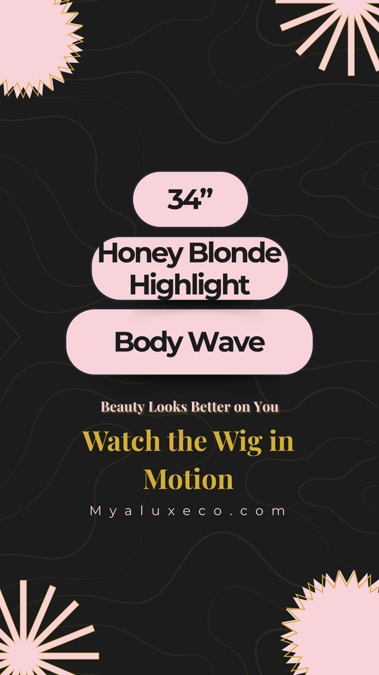 34” Honey Blonde Highlight Body Wave Wig – 13x6 HD Transparent Lace Front, Glueless & Pre-Plucked | Mya Luxe Co.
