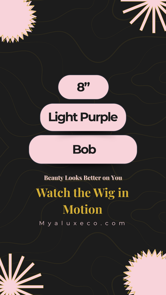 8” Light Purple Bob Wig – 13x6 HD Transparent Lace Front, Glueless, Pre-Plucked Human Hair with Baby Hairs | Mya Luxe Co.