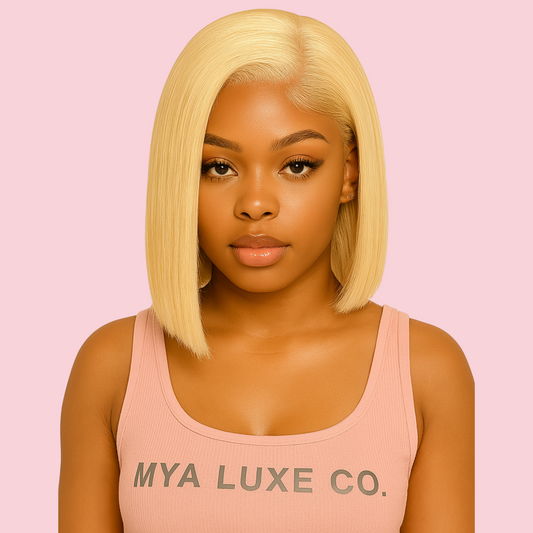 613 Blonde HD Lace Front Wig – 13x4 Glueless Straight Bob Wig Human Hair (12")