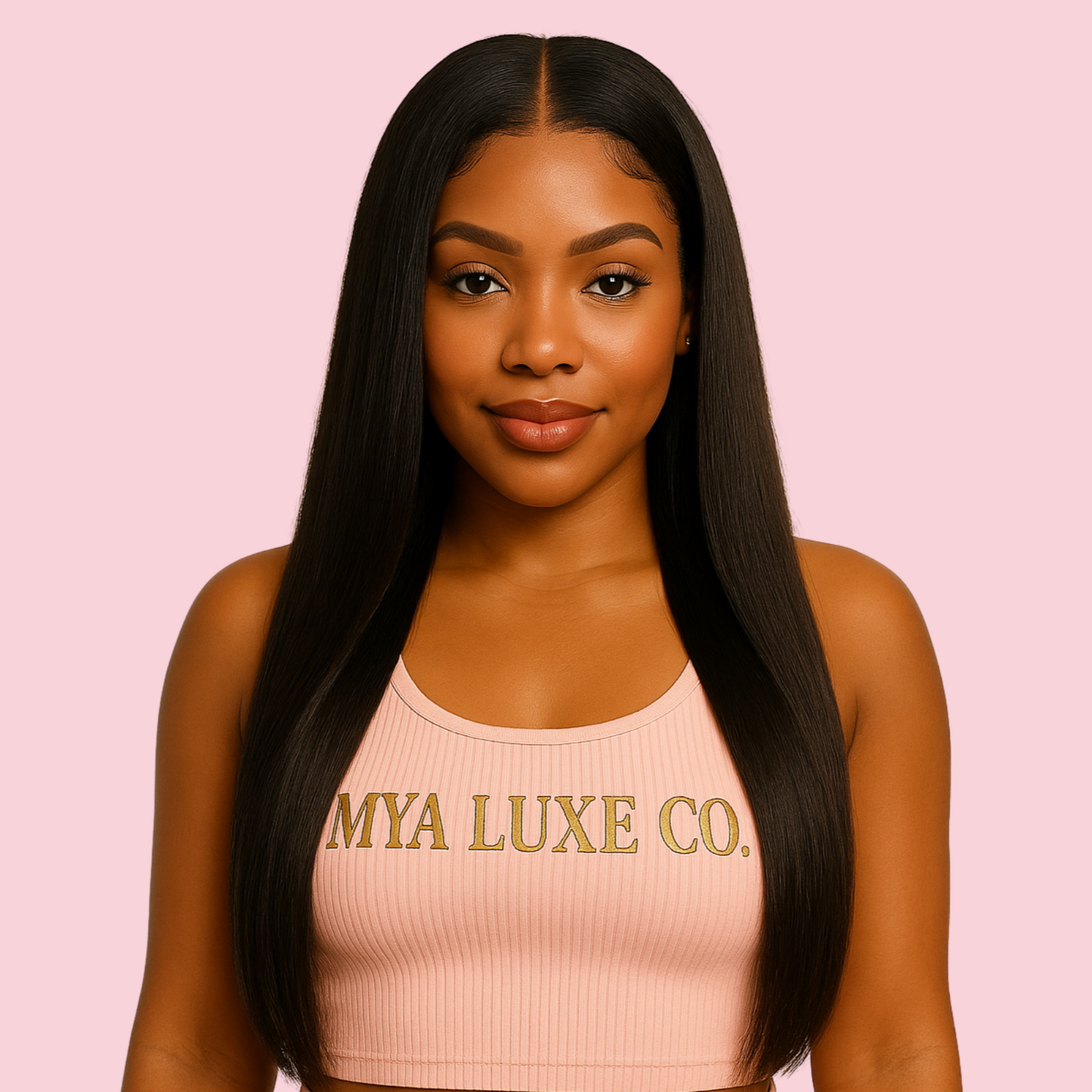 22” Jet Black Straight Wig – 250% Density, HD Lace Front, Pre-Plucked & Bleached Knots | Mya Luxe Co.