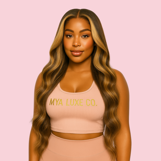 34” Ombre Body Wave Human Hair Wig – 13x6 HD Lace, Honey Blonde Highlights, Glueless, 180% Density