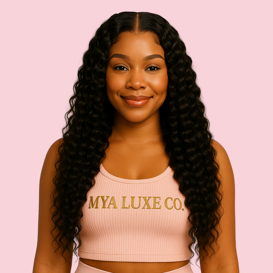 16” Deep Wave Human Hair Wig – 180% Density, Glueless 4x4 HD Lace Closure, Pre-Plucked with Baby Hair | Mya Luxe Co.