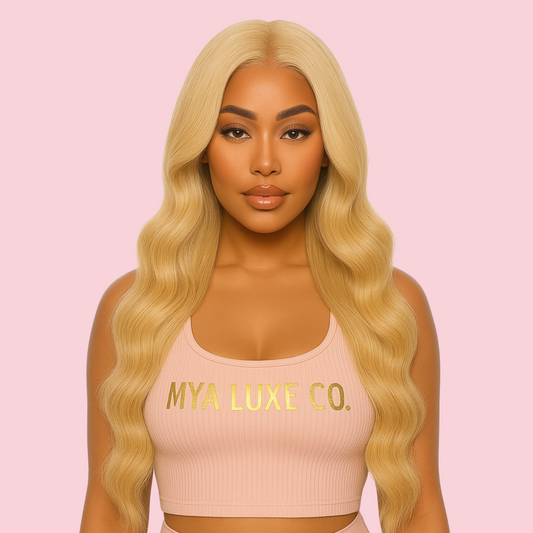 Honey Blonde Body Wave Wig – 28" 13x6 HD Lace Front Human Hair, Pre-Plucked, Glueless, 200% Density