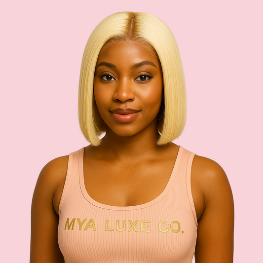 12” 613 Blonde Straight Bob Wig – 13x4 HD Lace, Glueless, Pre-Plucked | Mya Luxe Co.