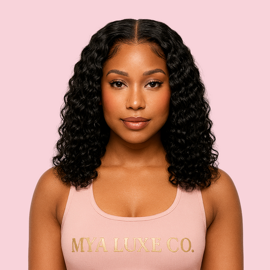 12” Water Wave Human Hair Bob Wig – 180% Density, Glueless, Pre-Cut HD Lace & Pre-Plucked Hairline | Mya Luxe Co.